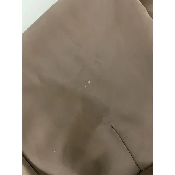 Zara Womens High-Waist Satin Trouser Large Chocolate Brown Wide Leg 1255/528 NWD - Picture 15 of 16